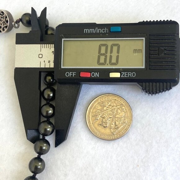 Sterling Silver 925 Knotted Single Strand 8MM Round Green Pearl Necklace 17" - Picture 13 of 16